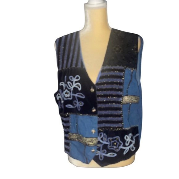 TANTRUM Patchwork Vest with Embroidery Sz XL - Picture 1 of 7